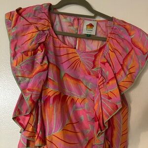 FARM Rio Vibrant Pink and Orange Blouse